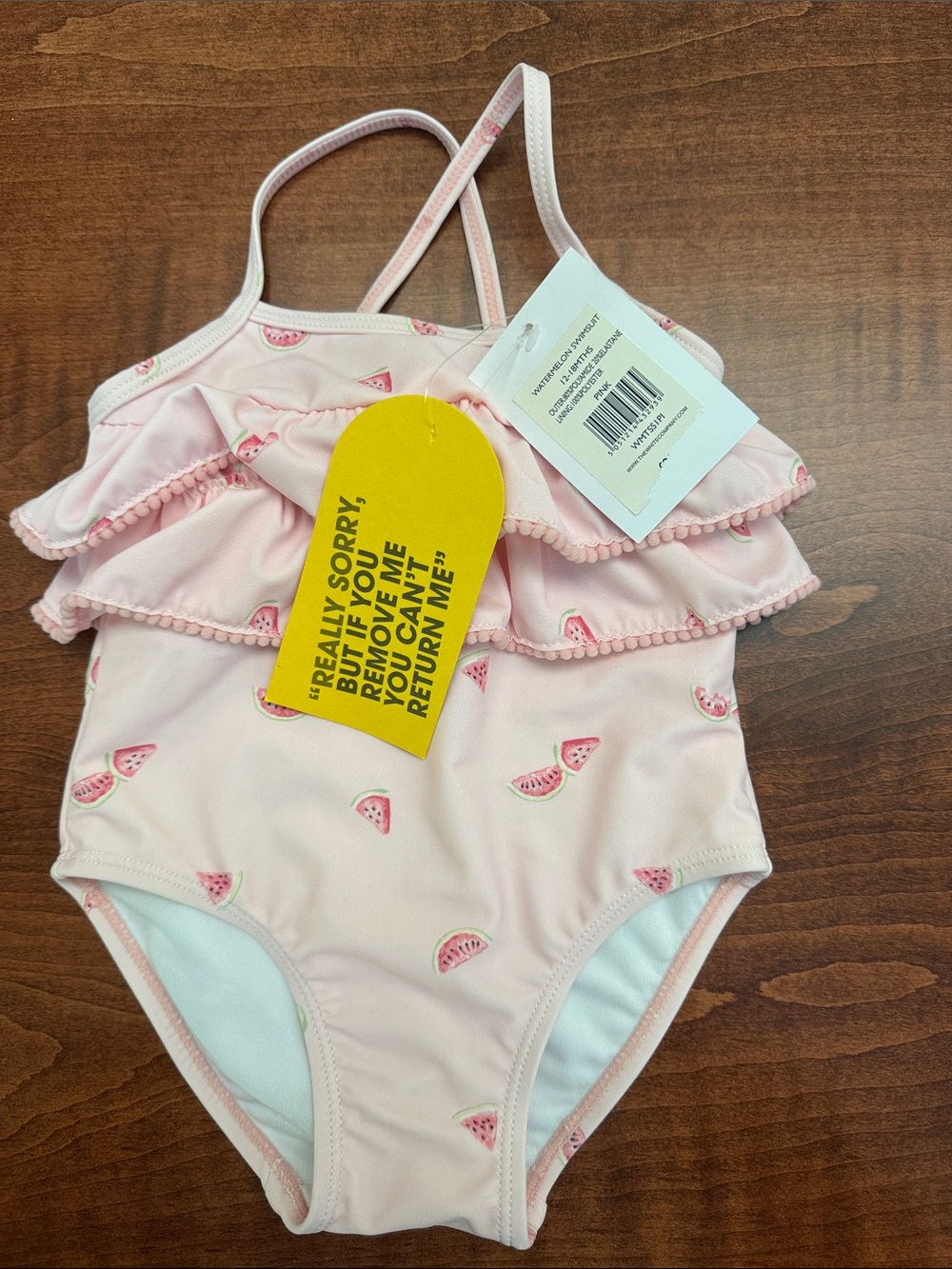 Pink Watermelon Ruffle One-Piece Swimsuit for Kids NWT 12-18mo